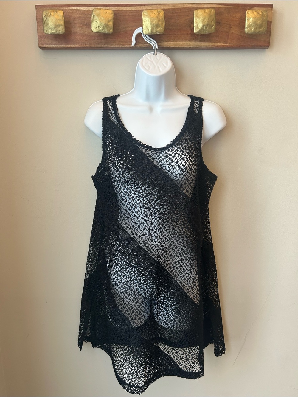 Vintage CoverMe Sheer Black Swim Suit Cover - Statement Design Oversized Small